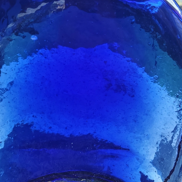 Cobalt Blue Glass Bottle Hand Blown Bud Vase Clear Bottom Mexico Set Pontil 5" - Picture 9 of 10